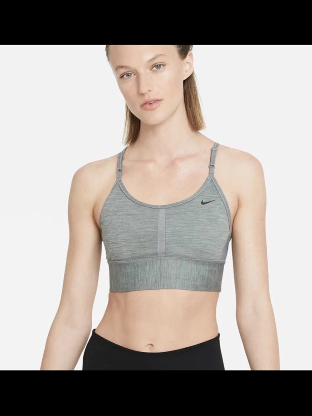 Nike Light Gray Seamless Adjustable-Strap Sports Bra
